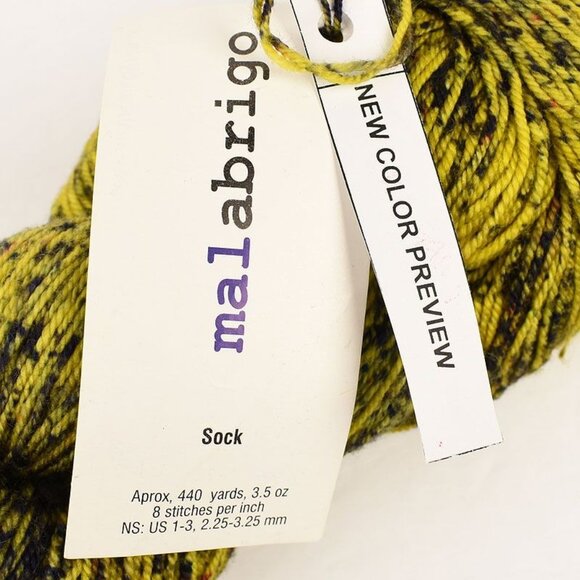 Malabrigo Sock Yarn Merino Wool Hand-Dyed Yellow Black Speckled - Picture 3 of 3